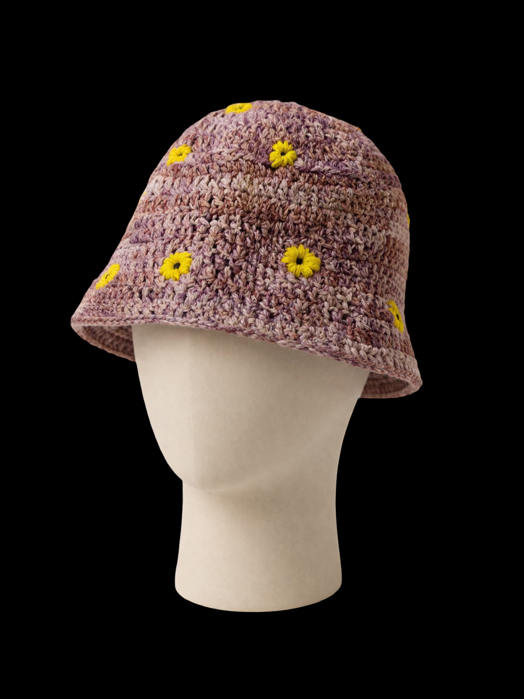 Midnight Bloom Crochet Bucket Hat
